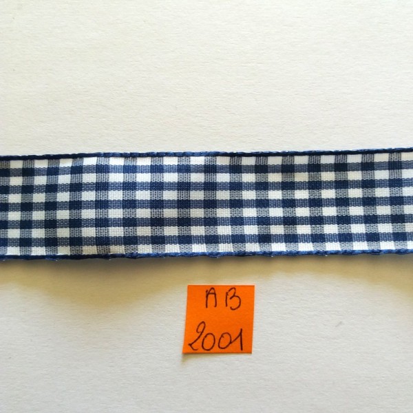 1M de ruban vichy bleu et blanc - stephanoise - 24mm - 2001ab - Photo n°1