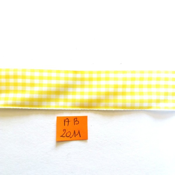 1M de ruban vichy jaune et blanc - stephanoise - 25mm - 2011ab - Photo n°1