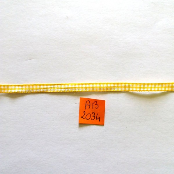 4M de ruban à carreaux blanc et jaune - stephanoise - 5mm - 2034ab - Photo n°1