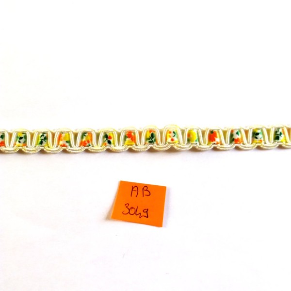 4M de ruban fantaisie - jaune vert orange - 10mm - ab3049 - Photo n°1