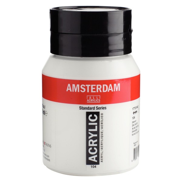 Pot peinture acrylique 500ml Amsterdam Blanc de zinc - Photo n°1