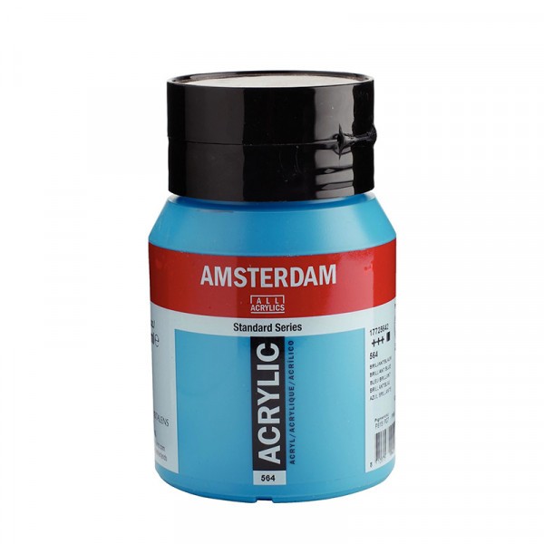 Pot peinture acrylique 500ml Amsterdam bleu brillant - Photo n°1