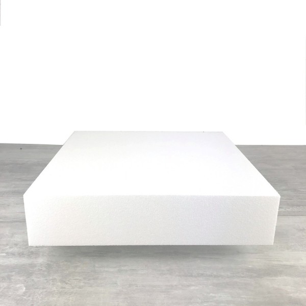 Grand socle Carré 50x50 cm, Haut. 10 cm, en polystyrène, Dummy Pavé en Styropor blanc densité pro - Photo n°1