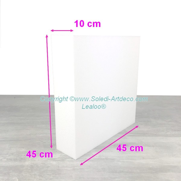 Socle Carré 45x45 cm, Haut. 10 cm, en polystyrène, Dummy Pavé en Styropor blanc densité pro - Photo n°2
