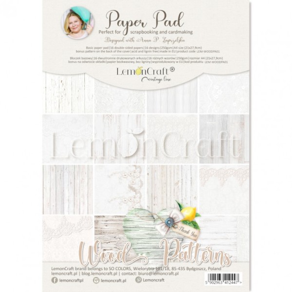 Papier scrapbooking Lemoncraft Wood Pattern 01 - A4 - Photo n°1