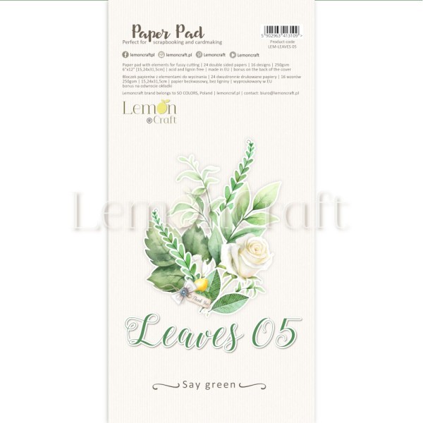 Papier scrapbooking Lemoncraft - Leaves 05 - 24 feuilles - 30x15 - Photo n°1