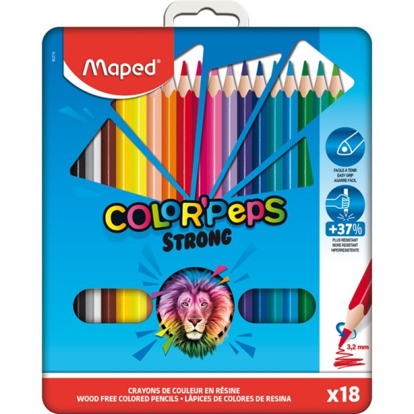 Crayon de couleur COLOR'PEPS STRONG, étui métal de 18 - Photo n°1