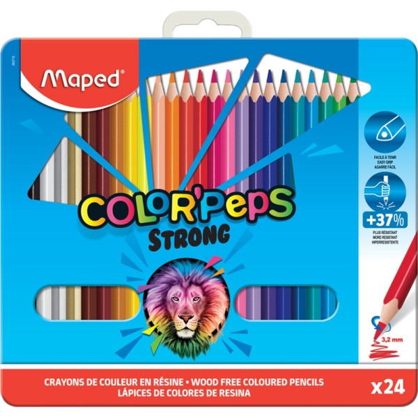 Crayon de couleur COLOR'PEPS STRONG, étui métal de 24 - Photo n°1