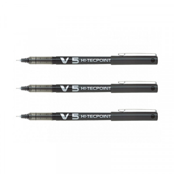 Lot de 3 stylos roller Hi-Tecpoint V5 pointe fine noir Pilot - Photo n°1