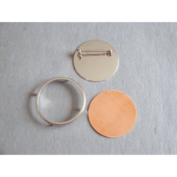 Broche avec Platine ronde couleur argent, ø 4,5 cm, support Cuivre, pour création bijoux Efcolor - Photo n°2