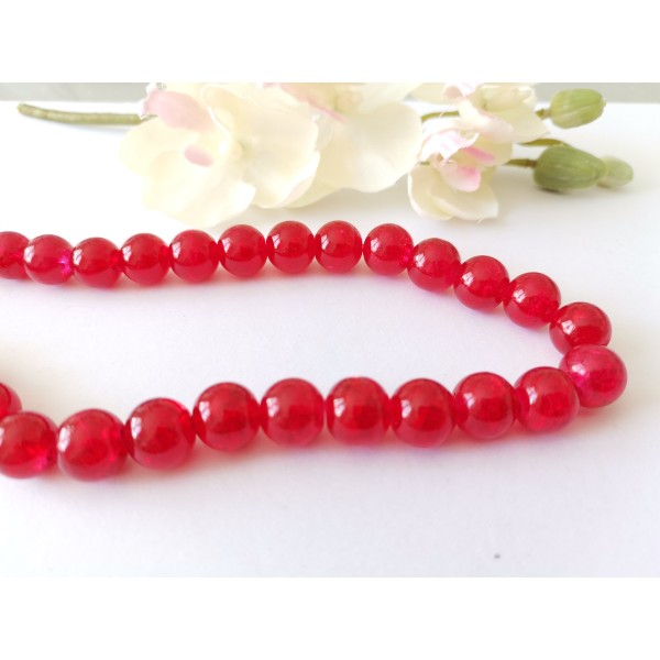 Perles en verre craquelé 10 mm rouge x 10 - Photo n°1