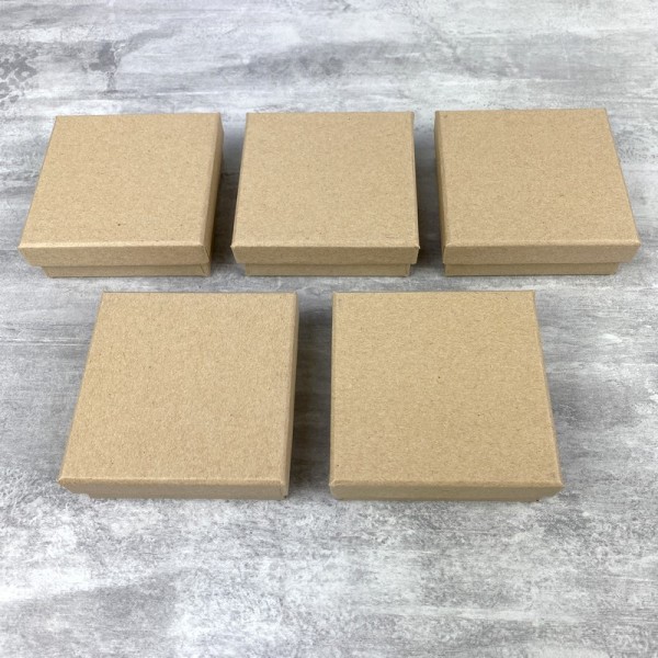 Lot de 5 petites boites plates carrées en carton, 8,5 cm x h. 3,1 cm, avec couvercle - Photo n°4