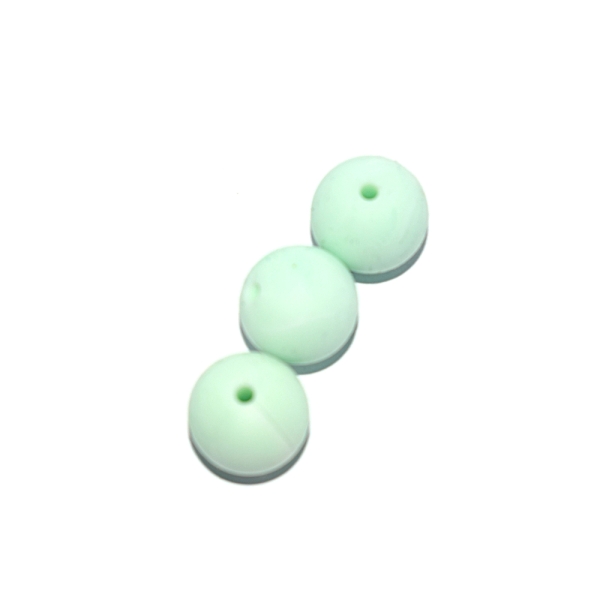 Perle ronde 15 mm silicone blanc marbré vert - Photo n°1