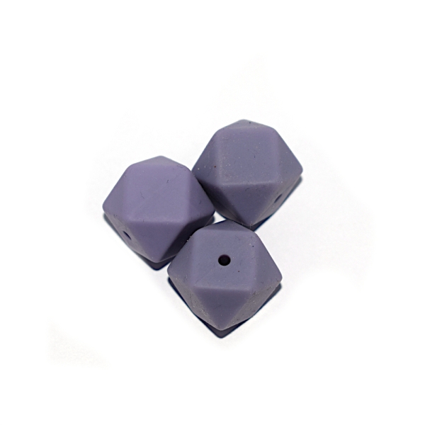 Perle hexagonale 17 mm en silicone lavande - Photo n°1