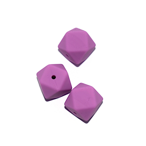 Perle hexagonale 17 mm en silicone violet - Photo n°1