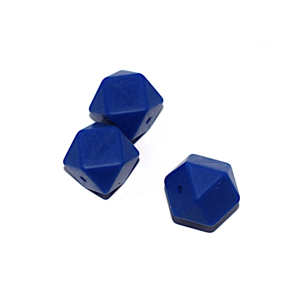 Perle hexagonale 17 mm en silicone bleu roi - Photo n°1