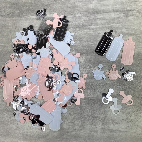 Confettis babyshower, 20 gr de confettis, 3 motifs de 25 mm à 45 mm, paillettes bébé - Photo n°4