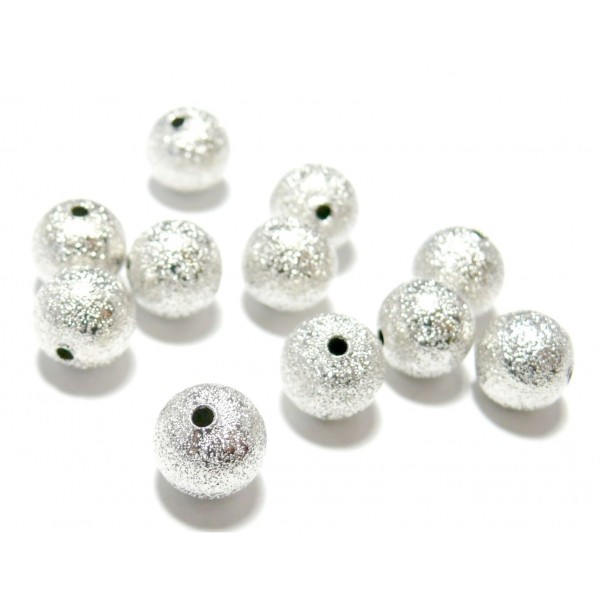 PS1101256 PAX 50 perles intercalaires stardust granitees paillettes 6mm cuivre couleur Argent Vif - Photo n°1
