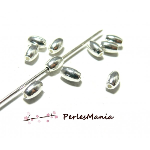 PS1194815 PAX 50 perles intercalaires Tubes Oblong metal couleur ARGENT VIF - Photo n°1