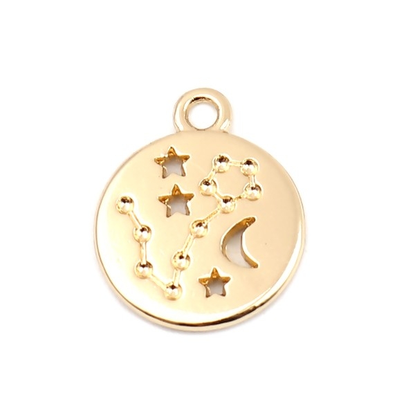 PS11652706 PAX 5 pendentifs médaillon Signe du Zodiaque Poisson Constellations métal coloris Doré - Photo n°1