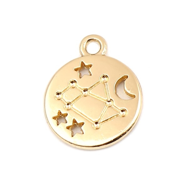 PS11652703 PAX 5 pendentifs médaillon Signe du Zodiaque Gémeaux Constellations métal coloris Doré - Photo n°1