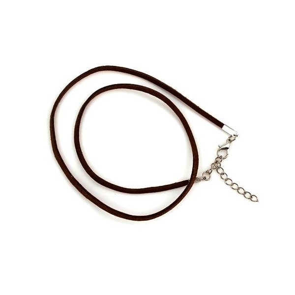 S11106660 PAX 10 colliers de cordon en suédine Marron avec chaine de confort - Photo n°1