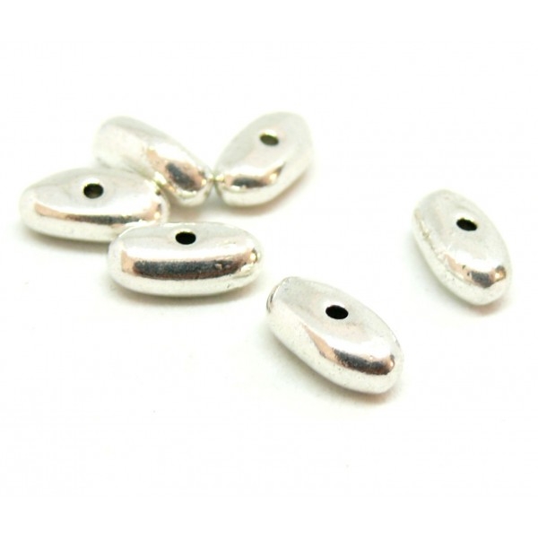 PS110210138 PAX 20 perles intercalaires Galet 12 par 4mm metal couleur Argent Platine - Photo n°1