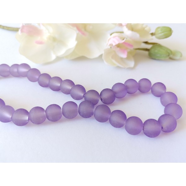 Perles en verre dépoli 8 mm violet moyen x 20 - Photo n°1