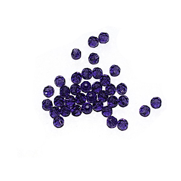 Perle ronde à facettes cristal 4 mm Purple Velvet x10 - Photo n°1