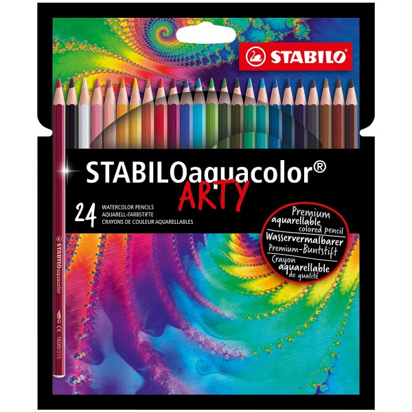 STABILO Aquacolor Arty - Crayons de couleur Aquarellables - 24 pcs -  Feutres et crayons aquarelle - Creavea