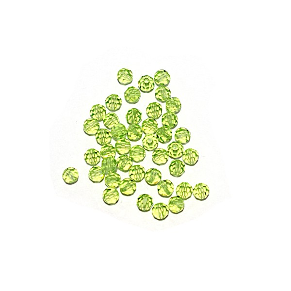 Perle ronde à facettes cristal 4 mm Peridot x10 - Photo n°1