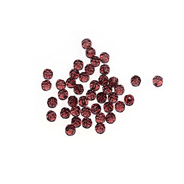 Perle ronde à facettes cristal 4 mm Garnet x10 - Photo n°1