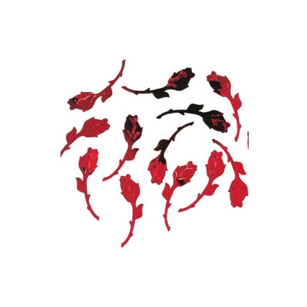Paillettes Roses avec tige 27 mm, sachet de 20 g de confettis couleur rouge - Photo n°1