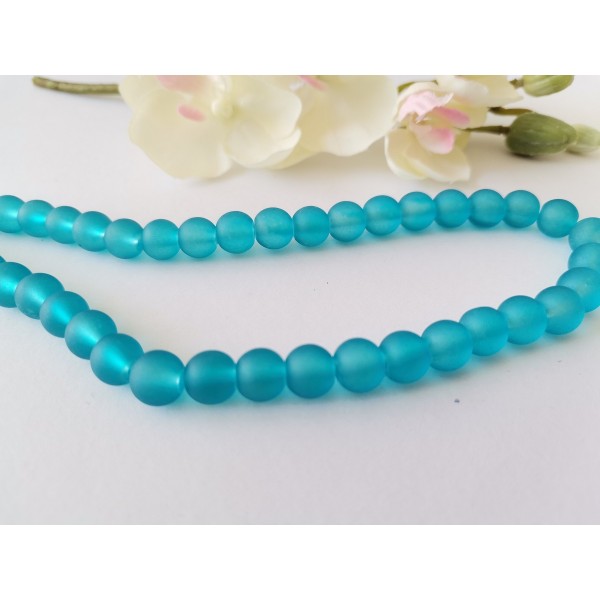Perles en verre dépoli 8 mm bleu x 20 - Photo n°1