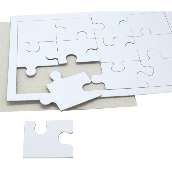 Puzzle en carton blanc vierge. 12 pièces - Photo n°1
