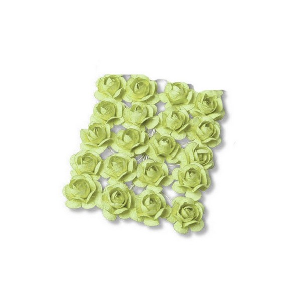 Lot de 20 Têtes de Rose vert Anis, Bouton de rose de 4 cm à piquer, décoration fleur - Photo n°1