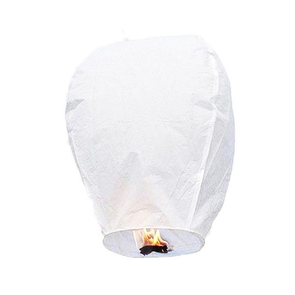 Lanterne volante blanche, 1 m, papier coton écologique ignifugé, montgolfière céleste - Photo n°1