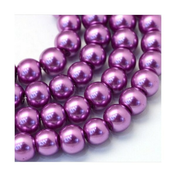 100 perles rondes en verre nacré fabrication bijoux 4 mm VIOLINE - Photo n°1