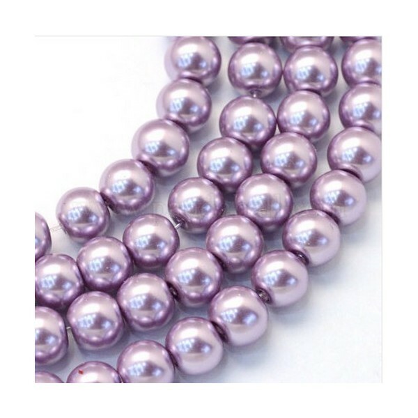 100 perles rondes en verre nacré fabrication bijoux 4 mm MAUVE - Photo n°1
