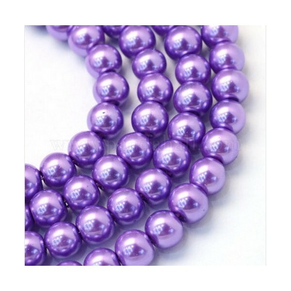 100 perles rondes en verre nacré fabrication bijoux 4 mm VIOLET 2 - Photo n°1