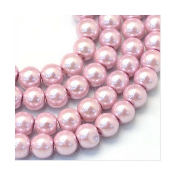 100 perles rondes en verre nacré fabrication bijoux 4 mm ROSE CLAIR - Photo n°1