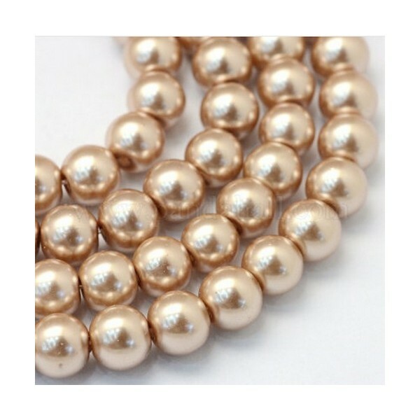 100 perles rondes en verre nacré fabrication bijoux 4 mm CUIVRE - Photo n°1