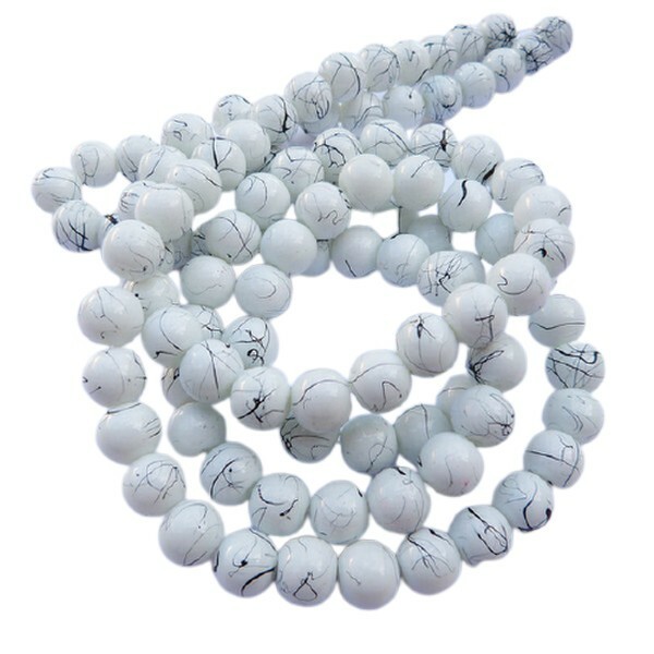 30 perles ronde en verre drawbench fabrication bijoux 8 mm BLANC - Photo n°1