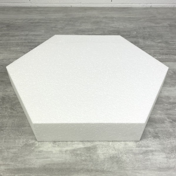 Socle plat Hexagonal 2D Polystyrène, Largeur 50 cm, 6 cotés à 24,5 cm, épaisseur 7 cm - Photo n°1