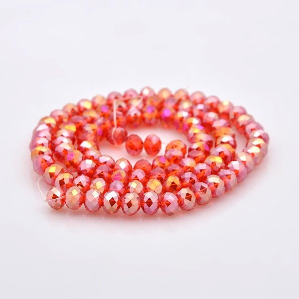 Perles en verre à facette 6 x 4 mm rouge AB x 24 - Photo n°3