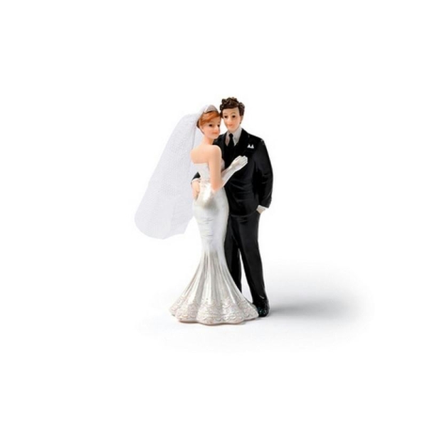 Couple de mariés en résine, hauteur 11 cm, figurines traditionnelles pièce montée - Photo n°1