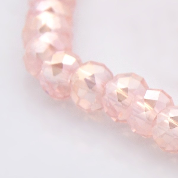 Perles en verre à facette 6 x 4 mm rose pale AB x 23 - Photo n°2