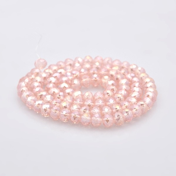 Perles en verre à facette 6 x 4 mm rose pale AB x 23 - Photo n°3