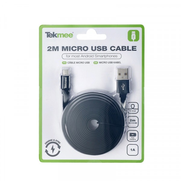 Câble de charge - Micro USB/USB - 2m - 1A - Tekmee - Photo n°1