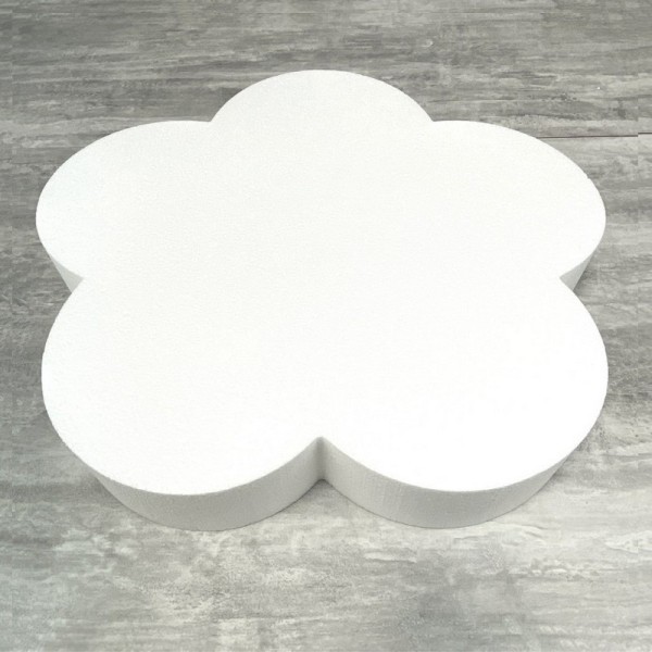 Grand Socle plat Fleur 2D en polystyrène blanc, Diamètre 45 cm x Epais. 7cm, Support pour centre de - Photo n°1